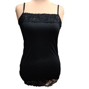 Maurices L Womens Black Camisole Tank Top Lace Trim Adjustable Straps Layering
